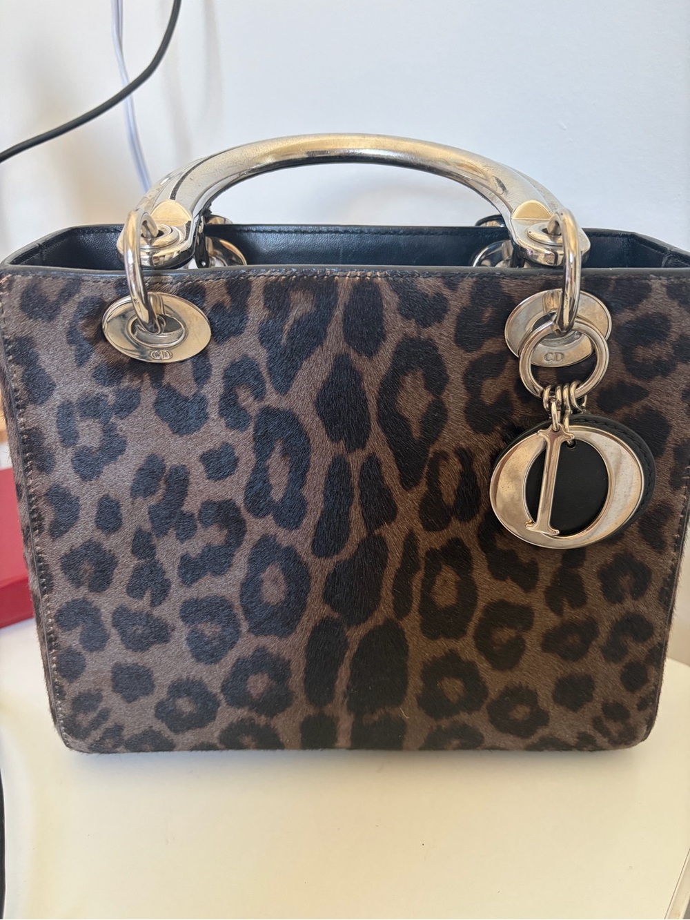 Dior Leopard Print Top-Handle Satchel - Brown & Black